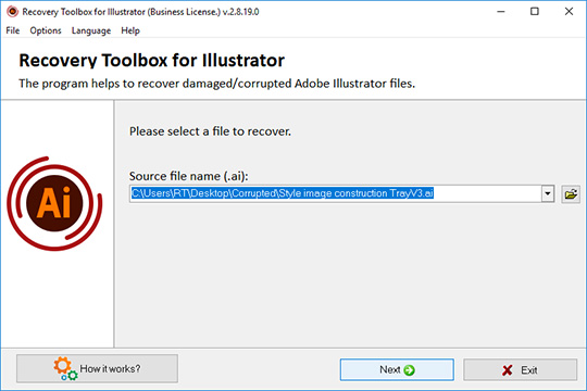 pulihkan file ilustrator