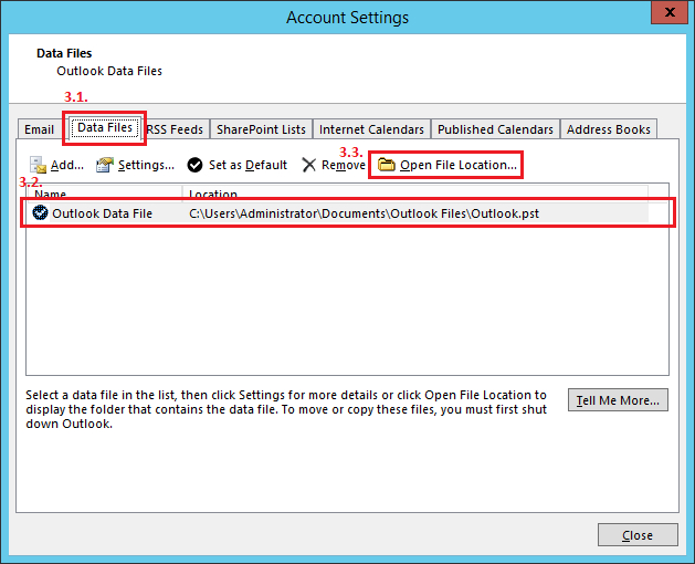 File data Outlook