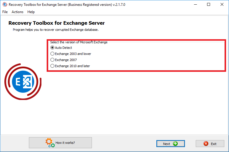 pemulihan data untuk Microsoft Exchange Server