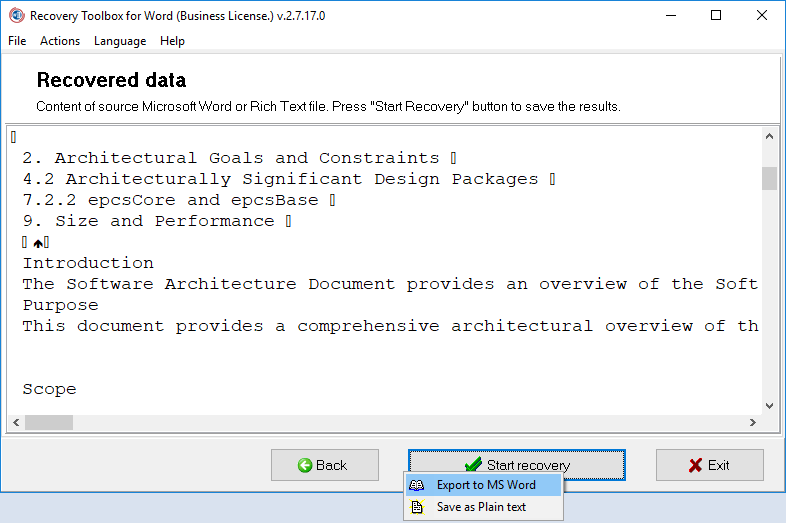 Melihat informasi yang dipulihkan dari dokumen atau templat Microsoft Word yang rusak